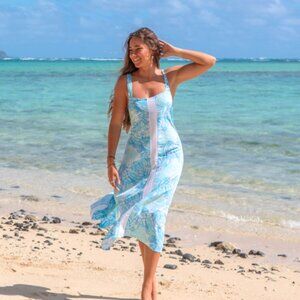 Lilibridge - Blue Tropics Midi Dress